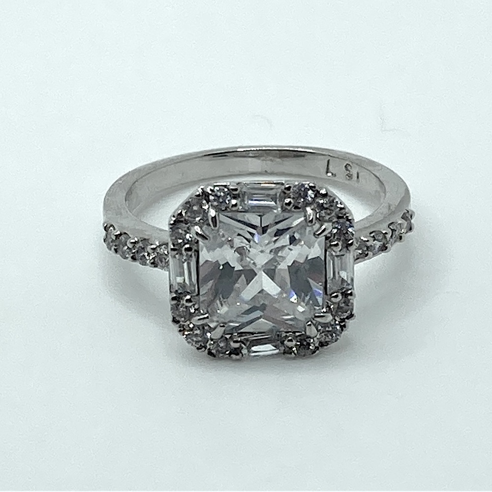 Lia Sophia Silver Tone Cz Statement Ring Sz 7